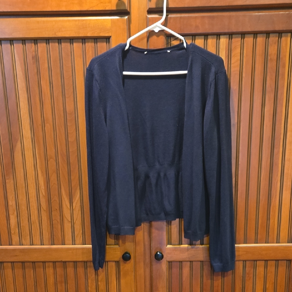 Navy Open Front Sweater
